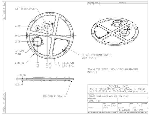 Jackel Sump Cover (Model: SF16314-CV)