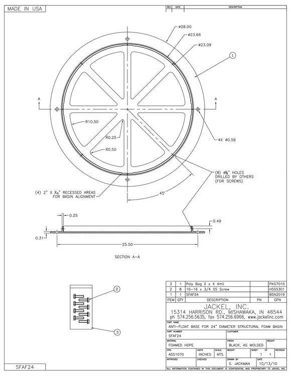 Sump/Sewage Basin Anti-Float ( 24 Inch Diameter )